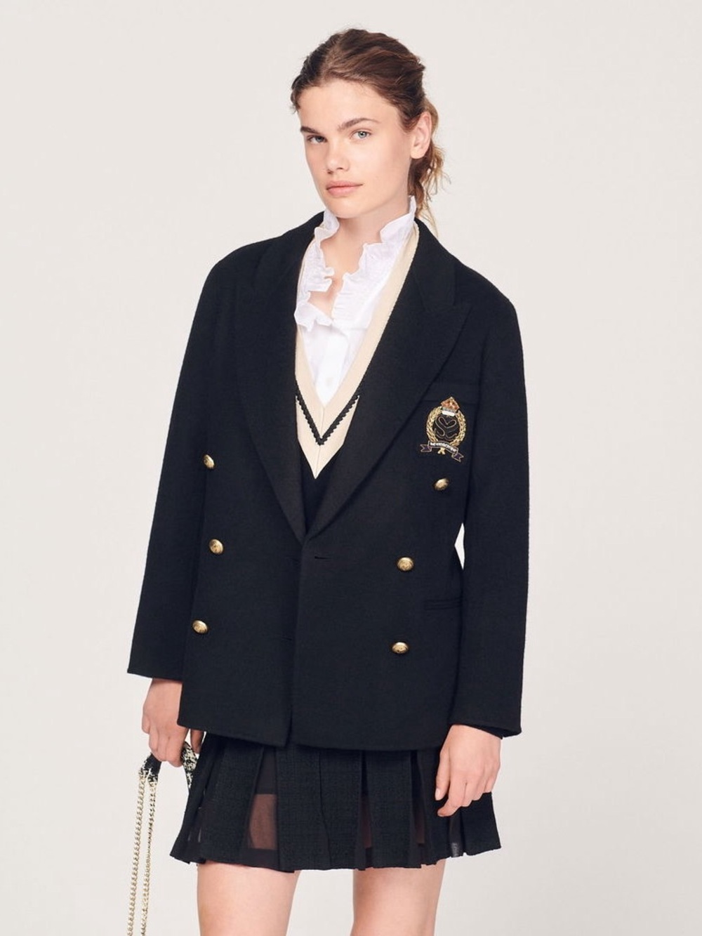 SANDRO. Wool Blazer With A Patch
